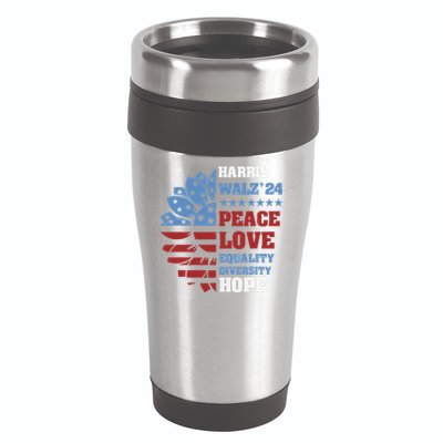 Kamala Harris Tim Walz 2024 Peace Lgbt Harris Walz Waltz 16oz Travel Tumbler