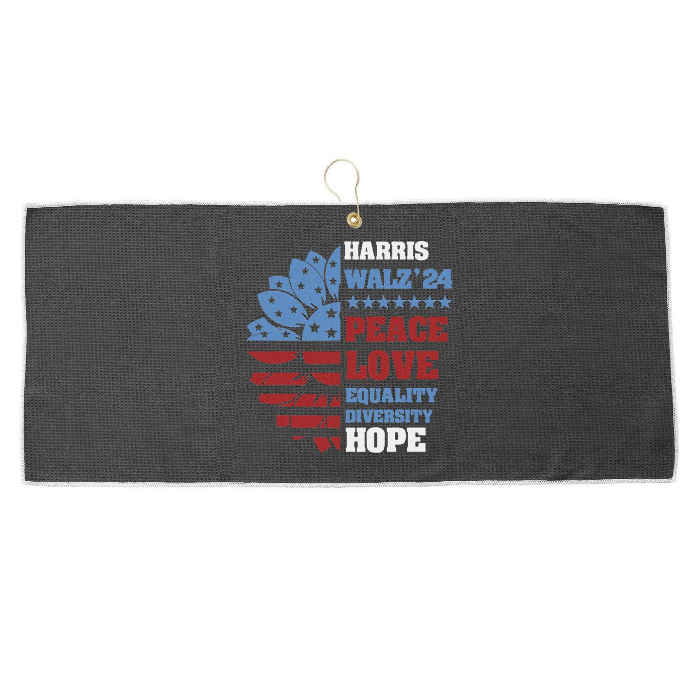 Kamala Harris Tim Walz 2024 Peace Lgbt Harris Walz Waltz Large Microfiber Waffle Golf Towel