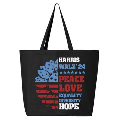 Kamala Harris Tim Walz 2024 Peace Lgbt Harris Walz Waltz 25L Jumbo Tote