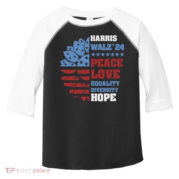 Kamala Harris Tim Walz 2024 Peace Lgbt Harris Walz Waltz Toddler Fine Jersey T-Shirt