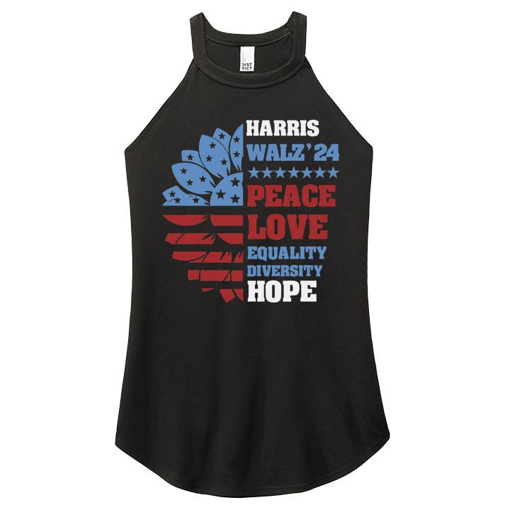 Kamala Harris Tim Walz 2024 Peace Lgbt Harris Walz Waltz Women's Perfect Tri Rocker Tank