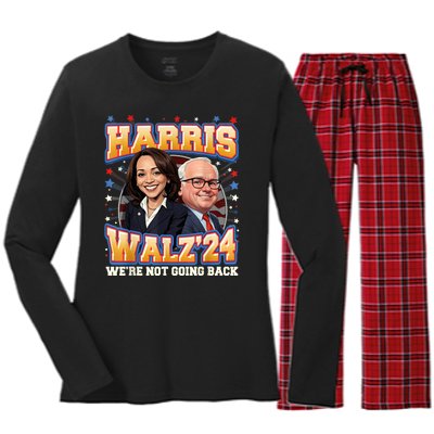 Kamala Harris Tim Waltz 2024 Women's Long Sleeve Flannel Pajama Set 