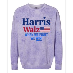 Kamala Harris Tim Walz When We Fight We Win Colorblast Crewneck Sweatshirt