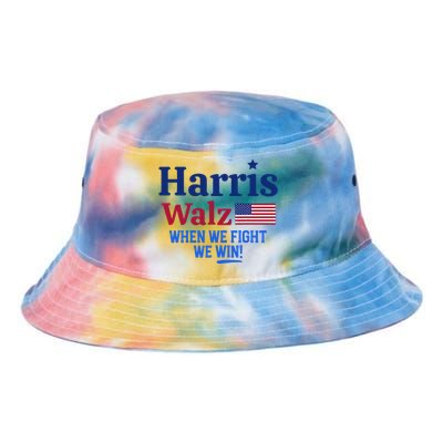 Kamala Harris Tim Walz When We Fight We Win Tie Dye Newport Bucket Hat