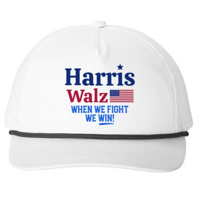 Kamala Harris Tim Walz When We Fight We Win Snapback Five-Panel Rope Hat