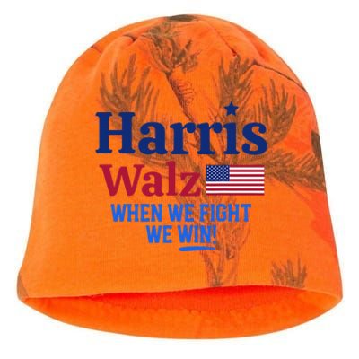 Kamala Harris Tim Walz When We Fight We Win Kati - Camo Knit Beanie