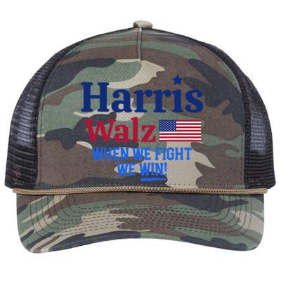 Kamala Harris Tim Walz When We Fight We Win Retro Rope Trucker Hat Cap