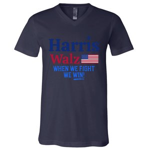 Kamala Harris Tim Walz When We Fight We Win V-Neck T-Shirt