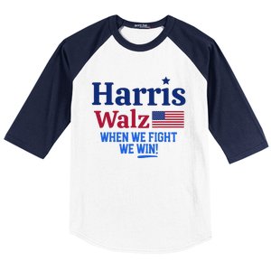 Kamala Harris Tim Walz When We Fight We Win Baseball Sleeve Shirt