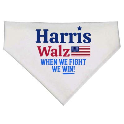 Kamala Harris Tim Walz When We Fight We Win USA-Made Doggie Bandana