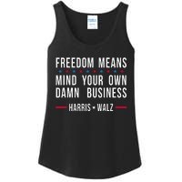 Kamala Harris Tim Walz Mind Your Own Damn Business Ladies Essential Tank