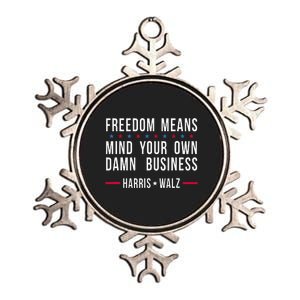 Kamala Harris Tim Walz Mind Your Own Damn Business Metallic Star Ornament