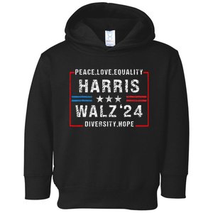 Kamala Harris Tim Walz 2024 Peace Lgbt Harris Walz Waltz Toddler Hoodie