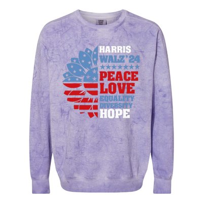 Kamala Harris Tim Walz 2024 Peace Lgbt Harris Walz Waltz Colorblast Crewneck Sweatshirt