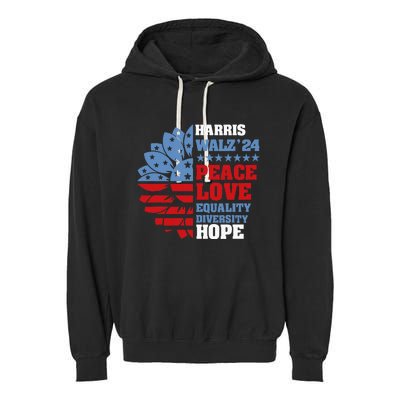 Kamala Harris Tim Walz 2024 Peace Lgbt Harris Walz Waltz Garment-Dyed Fleece Hoodie