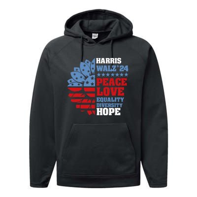 Kamala Harris Tim Walz 2024 Peace Lgbt Harris Walz Waltz Performance Fleece Hoodie