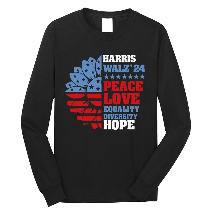 Kamala Harris Tim Walz 2024 Peace Lgbt Harris Walz Waltz Long Sleeve Shirt