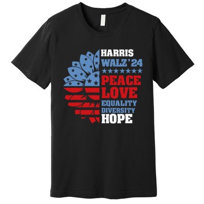 Kamala Harris Tim Walz 2024 Peace Lgbt Harris Walz Waltz Premium T-Shirt