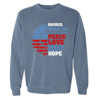 Kamala Harris Tim Walz 2024 Peace Lgbt Harris Walz Waltz Garment-Dyed Sweatshirt