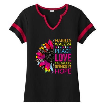 Kamala Harris Tim Walz 2024 Peace Lgbt Harris Walz Waltz Ladies Halftime Notch Neck Tee