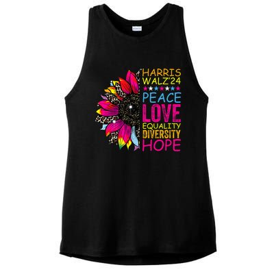 Kamala Harris Tim Walz 2024 Peace Lgbt Harris Walz Waltz Ladies PosiCharge Tri-Blend Wicking Tank