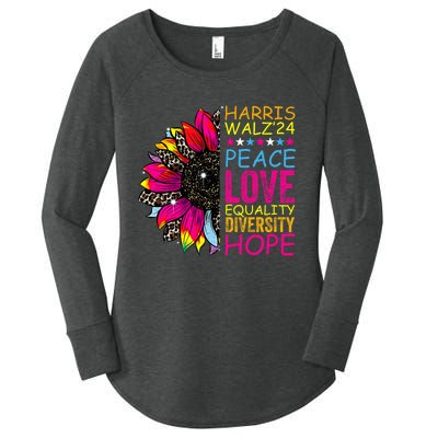 Kamala Harris Tim Walz 2024 Peace Lgbt Harris Walz Waltz Women's Perfect Tri Tunic Long Sleeve Shirt