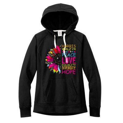 Kamala Harris Tim Walz 2024 Peace Lgbt Harris Walz Waltz Women's Fleece Hoodie