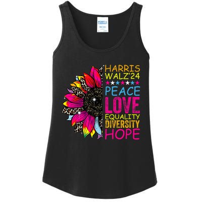 Kamala Harris Tim Walz 2024 Peace Lgbt Harris Walz Waltz Ladies Essential Tank