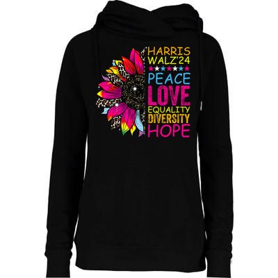 Kamala Harris Tim Walz 2024 Peace Lgbt Harris Walz Waltz Womens Funnel Neck Pullover Hood