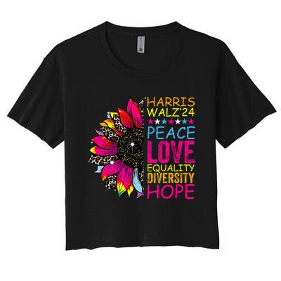 Kamala Harris Tim Walz 2024 Peace Lgbt Harris Walz Waltz Women's Crop Top Tee