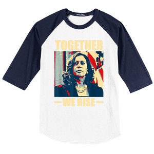 Kamala Harris Together We Rise Design Political Gift Baseball Sleeve Shirt