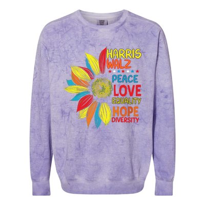 Kamala Harris Tim Walz 2024 Peace Lgbt Harris Walz Waltz Colorblast Crewneck Sweatshirt