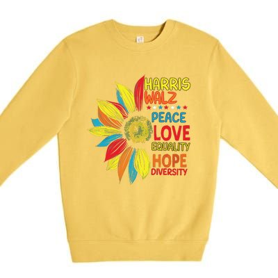 Kamala Harris Tim Walz 2024 Peace Lgbt Harris Walz Waltz Premium Crewneck Sweatshirt