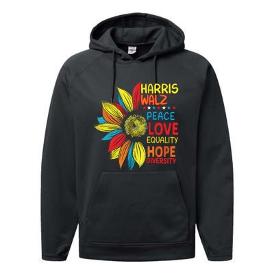 Kamala Harris Tim Walz 2024 Peace Lgbt Harris Walz Waltz Performance Fleece Hoodie