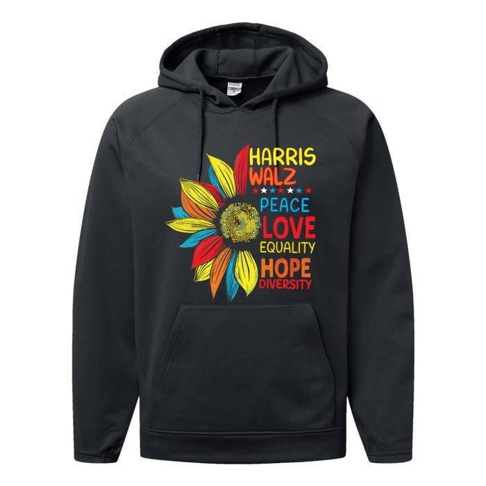 Kamala Harris Tim Walz 2024 Peace Lgbt Harris Walz Waltz Performance Fleece Hoodie