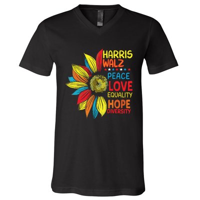 Kamala Harris Tim Walz 2024 Peace Lgbt Harris Walz Waltz V-Neck T-Shirt