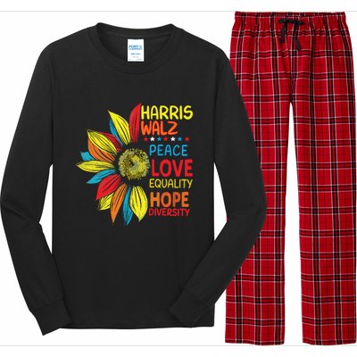 Kamala Harris Tim Walz 2024 Peace Lgbt Harris Walz Waltz Long Sleeve Pajama Set