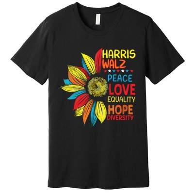 Kamala Harris Tim Walz 2024 Peace Lgbt Harris Walz Waltz Premium T-Shirt