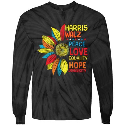 Kamala Harris Tim Walz 2024 Peace Lgbt Harris Walz Waltz Tie-Dye Long Sleeve Shirt