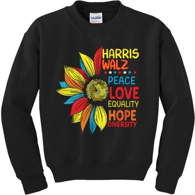 Kamala Harris Tim Walz 2024 Peace Lgbt Harris Walz Waltz Kids Sweatshirt