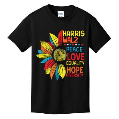 Kamala Harris Tim Walz 2024 Peace Lgbt Harris Walz Waltz Kids T-Shirt