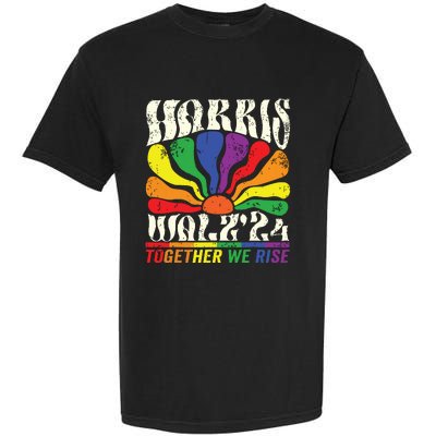 Kamala Harris Tim Walz Pride Lgbt 2024 Together We Rise Garment-Dyed Heavyweight T-Shirt