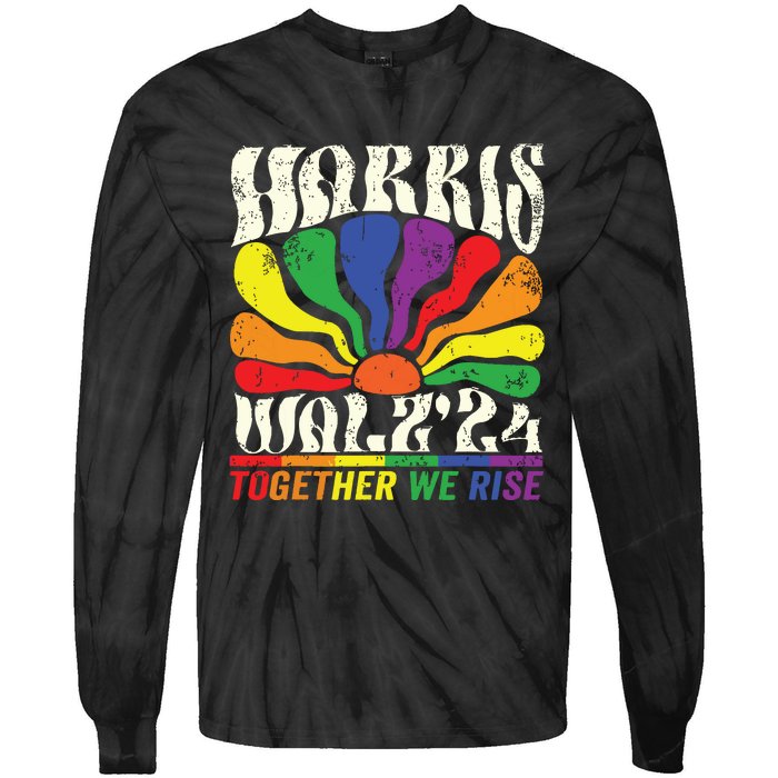 Kamala Harris Tim Walz Pride Lgbt 2024 Together We Rise Tie-Dye Long Sleeve Shirt