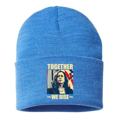 Kamala Harris Together We Rise Design Political Funny Gift Sustainable Knit Beanie