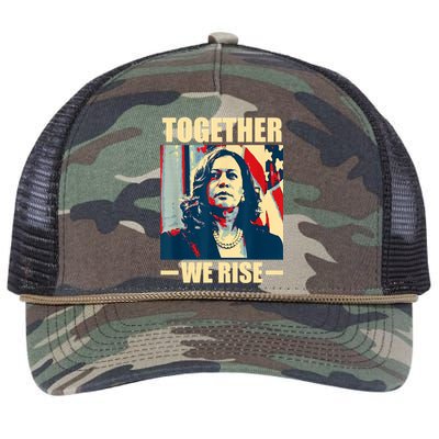 Kamala Harris Together We Rise Design Political Funny Gift Retro Rope Trucker Hat Cap