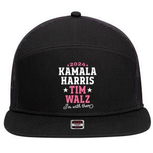 Kamala Harris Tim Walz 2024 President Election Im With Them 7 Panel Mesh Trucker Snapback Hat