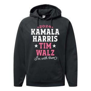 Kamala Harris Tim Walz 2024 President Election Im With Them Performance Fleece Hoodie