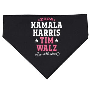 Kamala Harris Tim Walz 2024 President Election Im With Them USA-Made Doggie Bandana