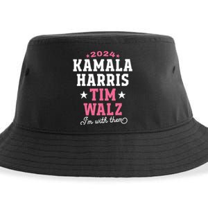 Kamala Harris Tim Walz 2024 President Election Im With Them Sustainable Bucket Hat