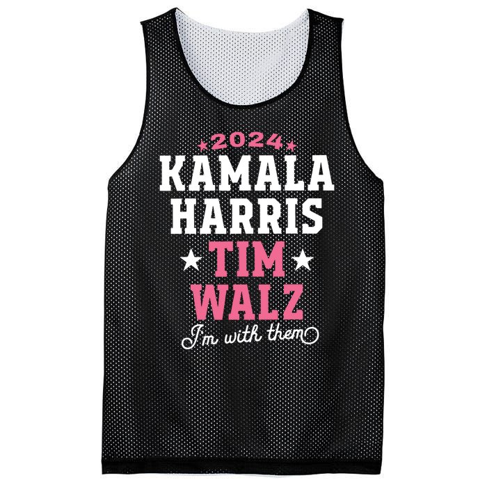 Kamala Harris Tim Walz 2024 President Election Im With Them Mesh Reversible Basketball Jersey Tank